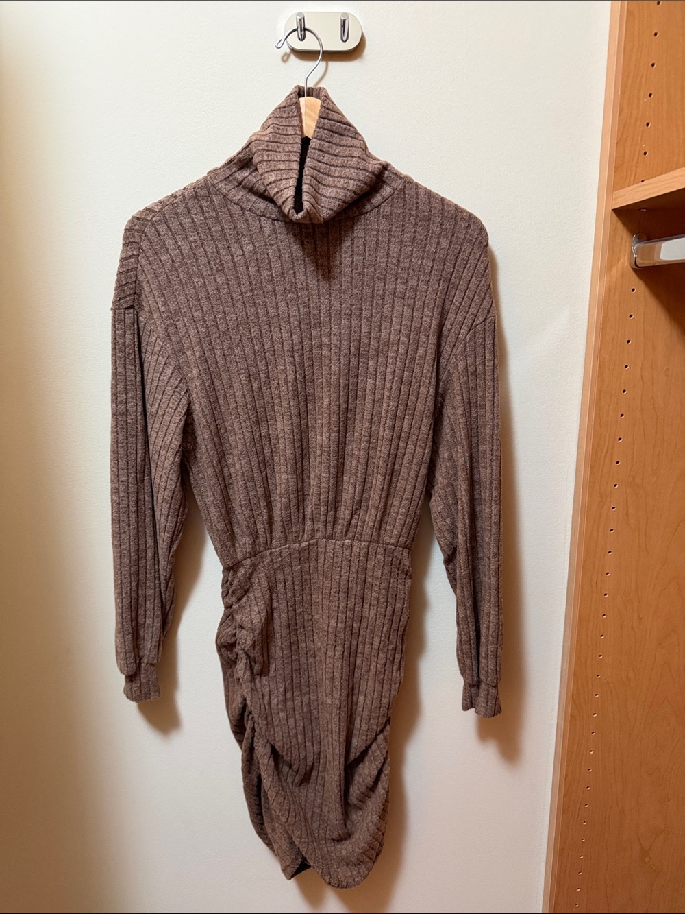 JBL Women's Ribbed Turtleneck Dress in Brown